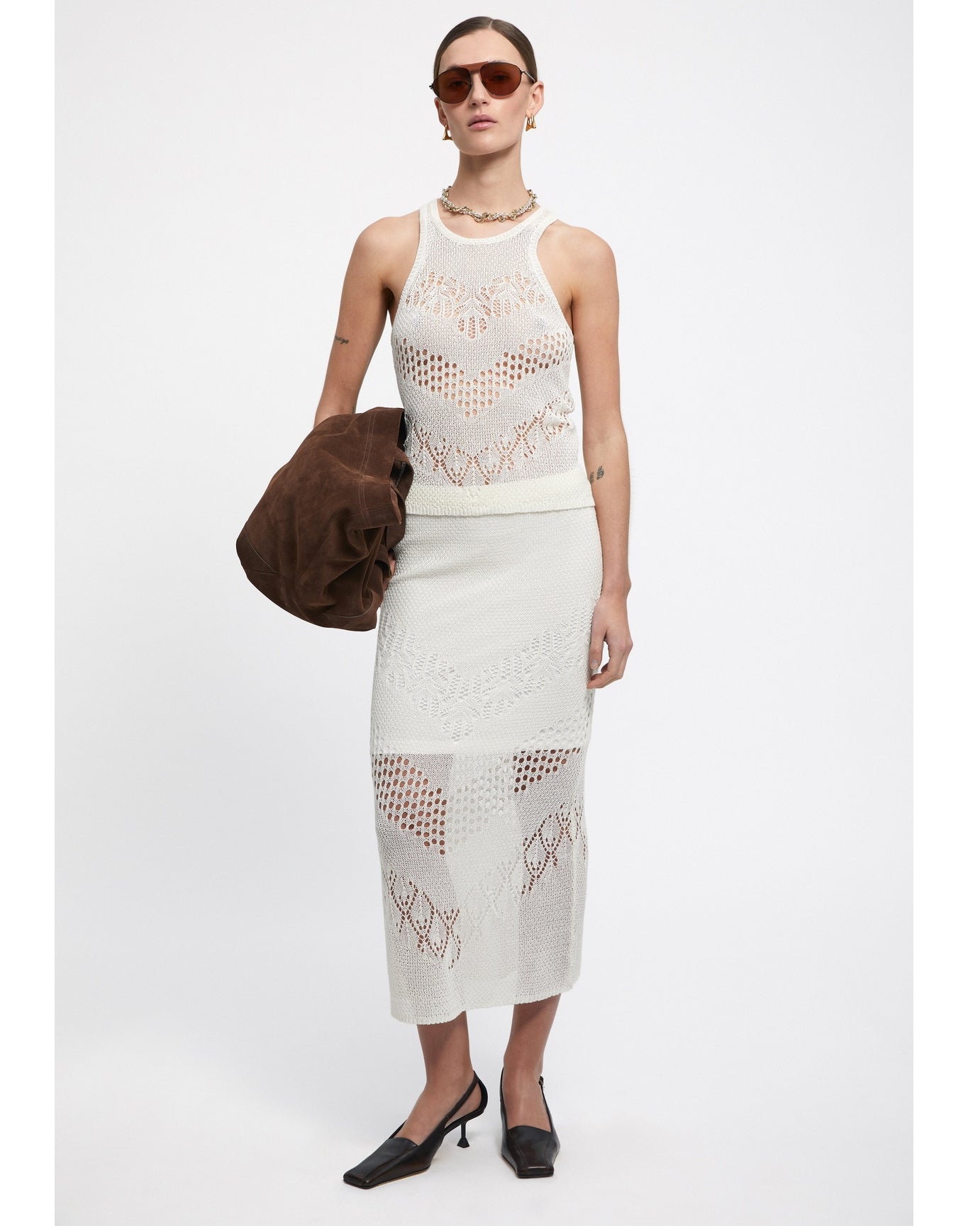 Kismet | Lace Knit Top | White