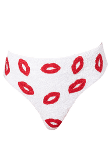 Kiss Hand - Beaded Embellished High - waisted Bikini Bottom - White - Self - Adore