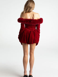 Candice Velvet Dress Set | Red