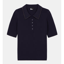 Knitted Polo T-Shirt | Women | Navy Blue