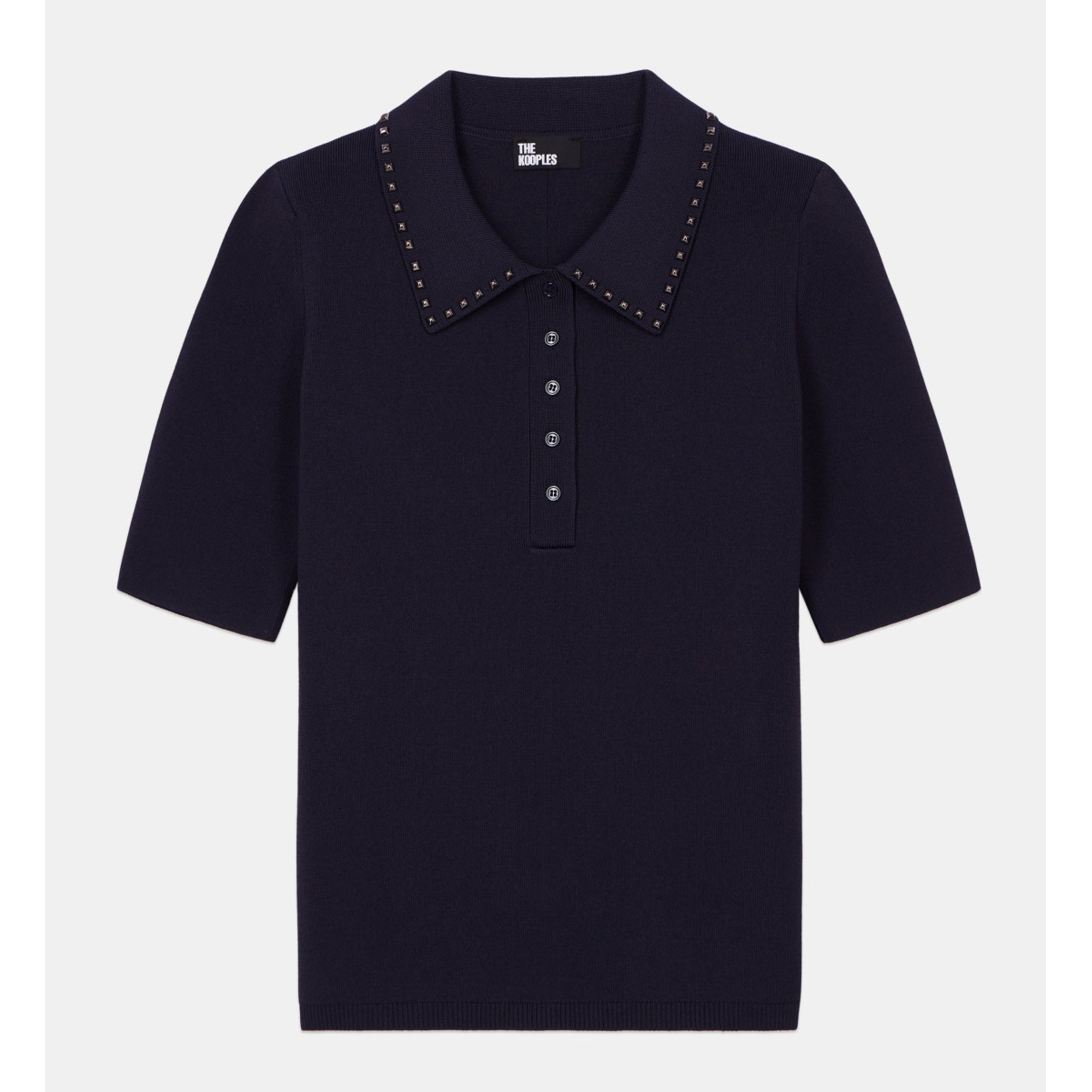 Knitted Polo T-Shirt | Women | Navy Blue