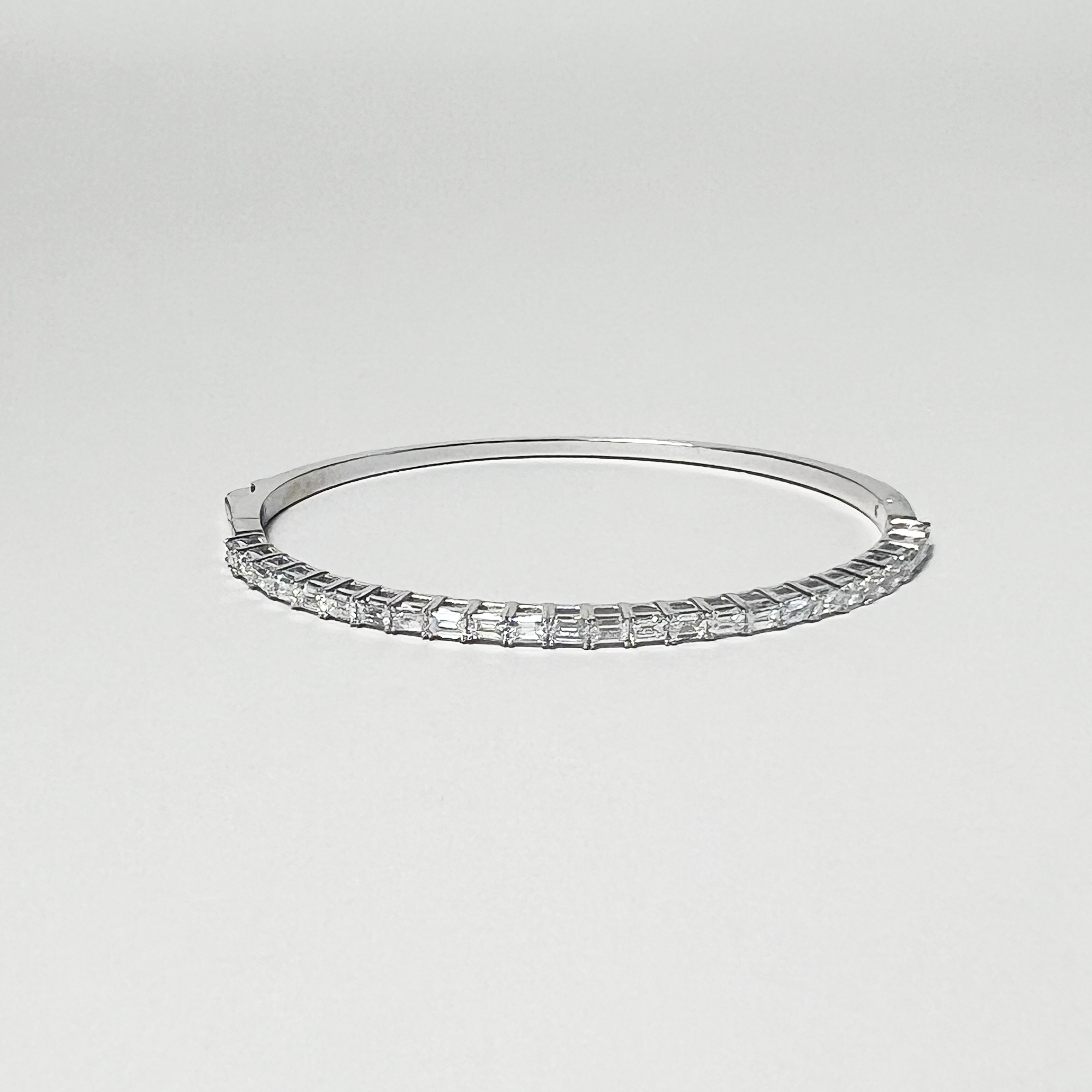 LAB-Created Emerald Cut Diamond Bangle | 14K Solid Yellow Gold