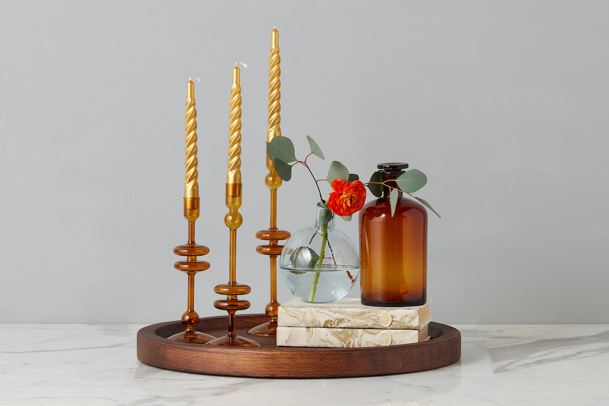 Lacquered Twisted Taper Candles | Gold | Set of 6