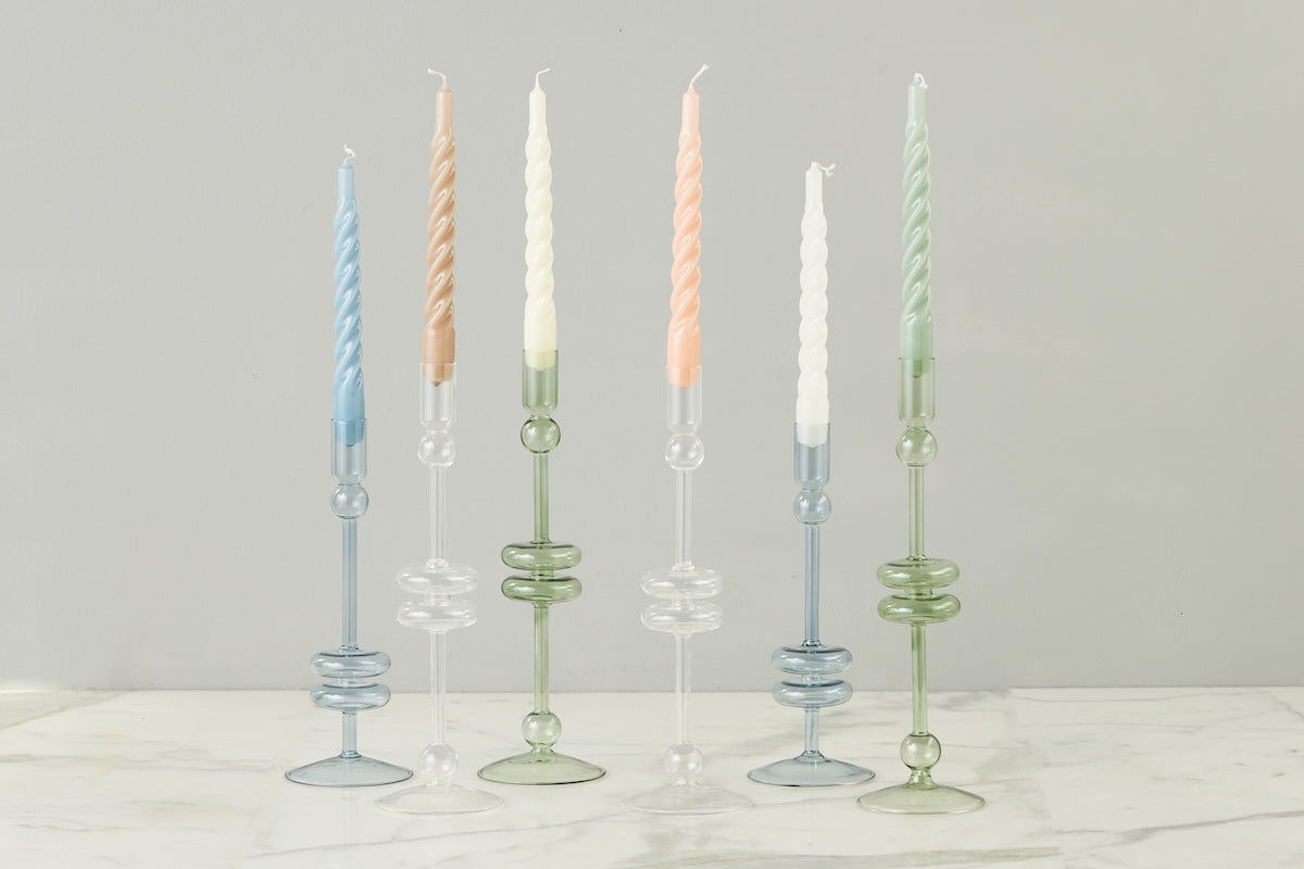 Lacquered Twisted Taper Candles | White | Set of 6