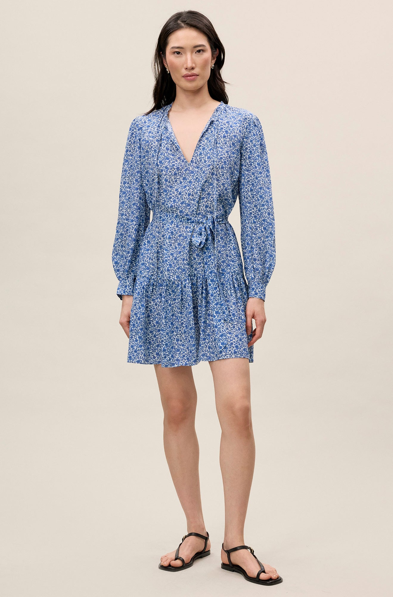Delft Fleur Belted Dress | Delft Fleur Indigo Combo