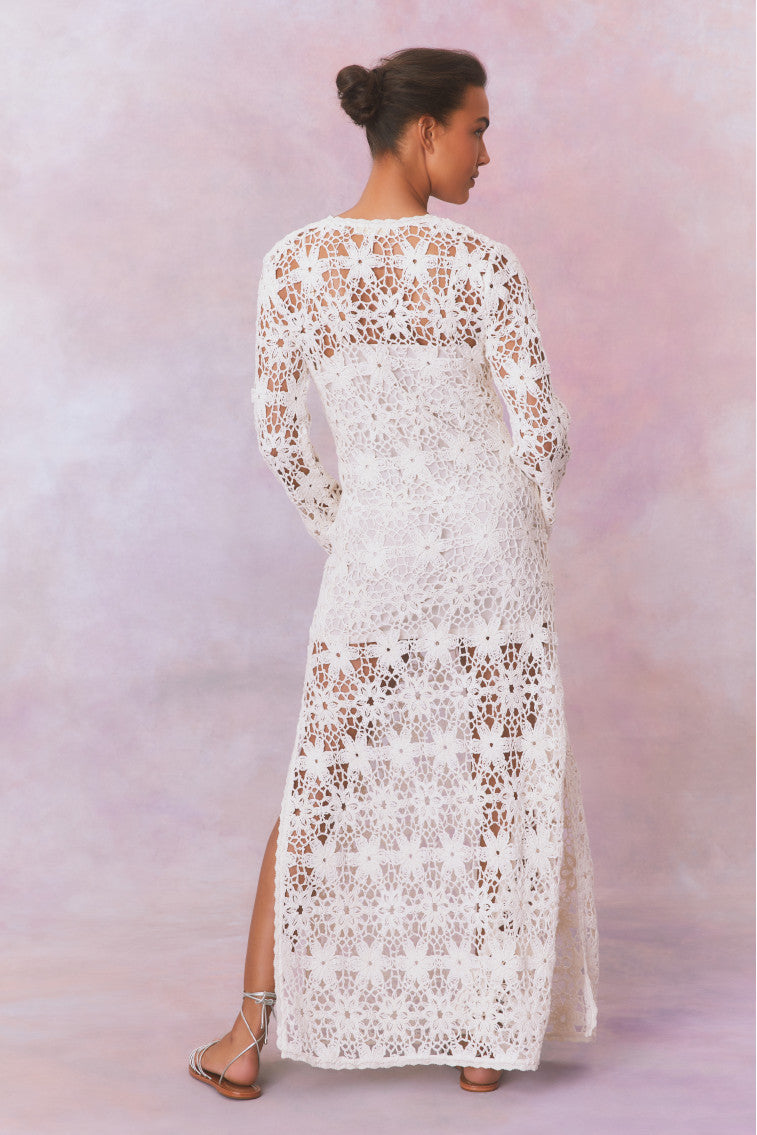 Womens | Lorne Cotton Crochet Maxi Dress | Antique White