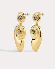The Palma Shell Statement Earrings | Dalmatian Jasper | Gold