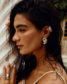 The Palma Shell Studs | Dalmatian Jasper | Silver