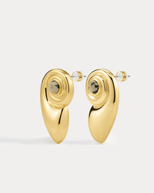 The Palma Shell Studs | Dalmatian Jasper | Gold
