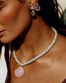 The Rose Quartz Rio Rhinestone Necklace | Rose Quartz/Cubic Zirconia | Silver
