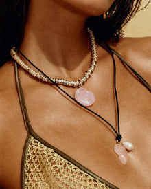 The Rose Quartz Rio Rhinestone Necklace | Rose Quartz/Cubic Zirconia | Silver