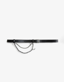 Women | Rock Chain Belt Leather | Noir