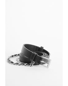 Women | Rock Chain Belt Leather | Noir