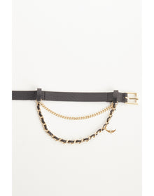 Women | Rock Chain Belt Leather | Noir