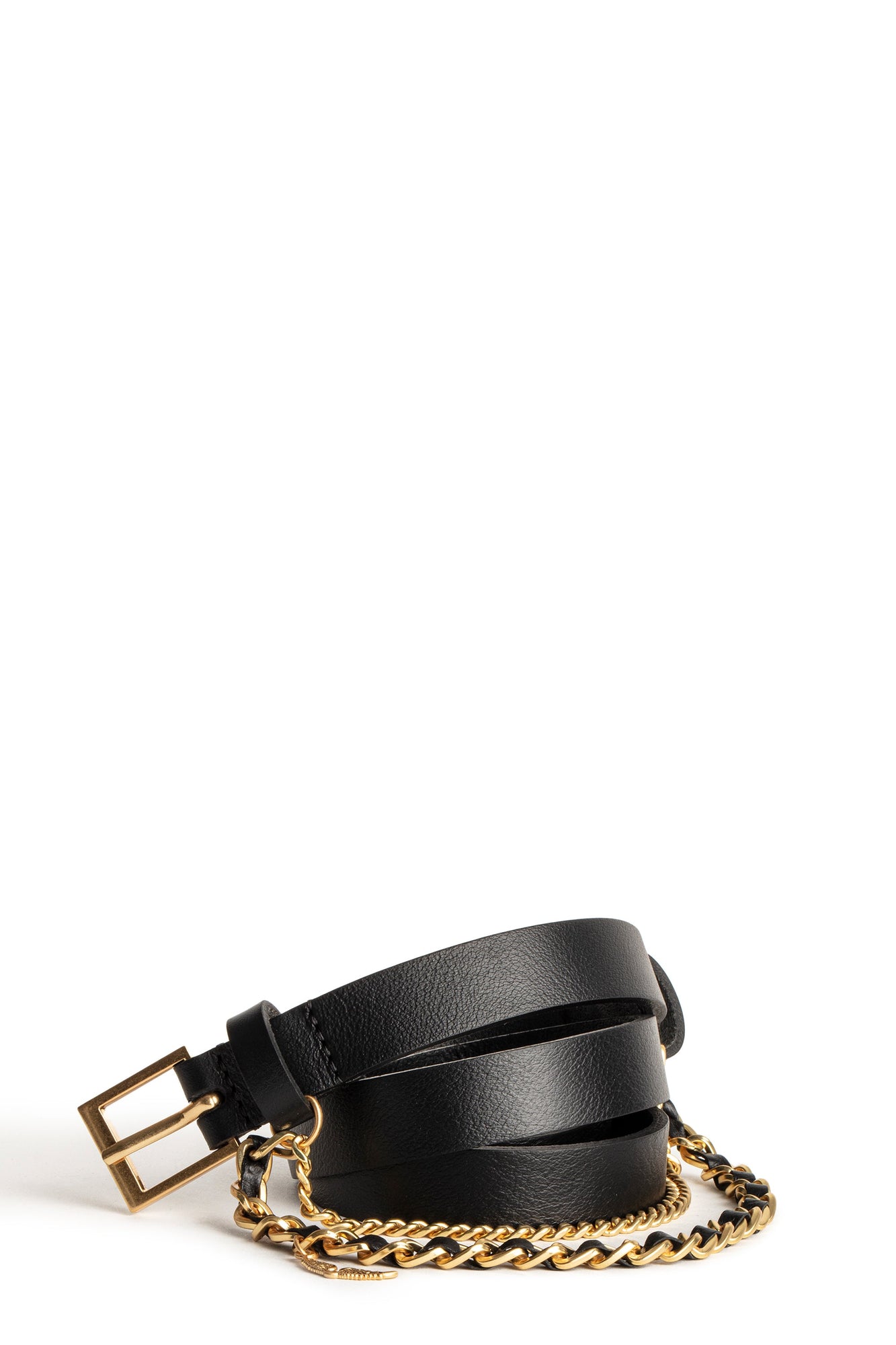 Rock Chain Belt Leather  | Black