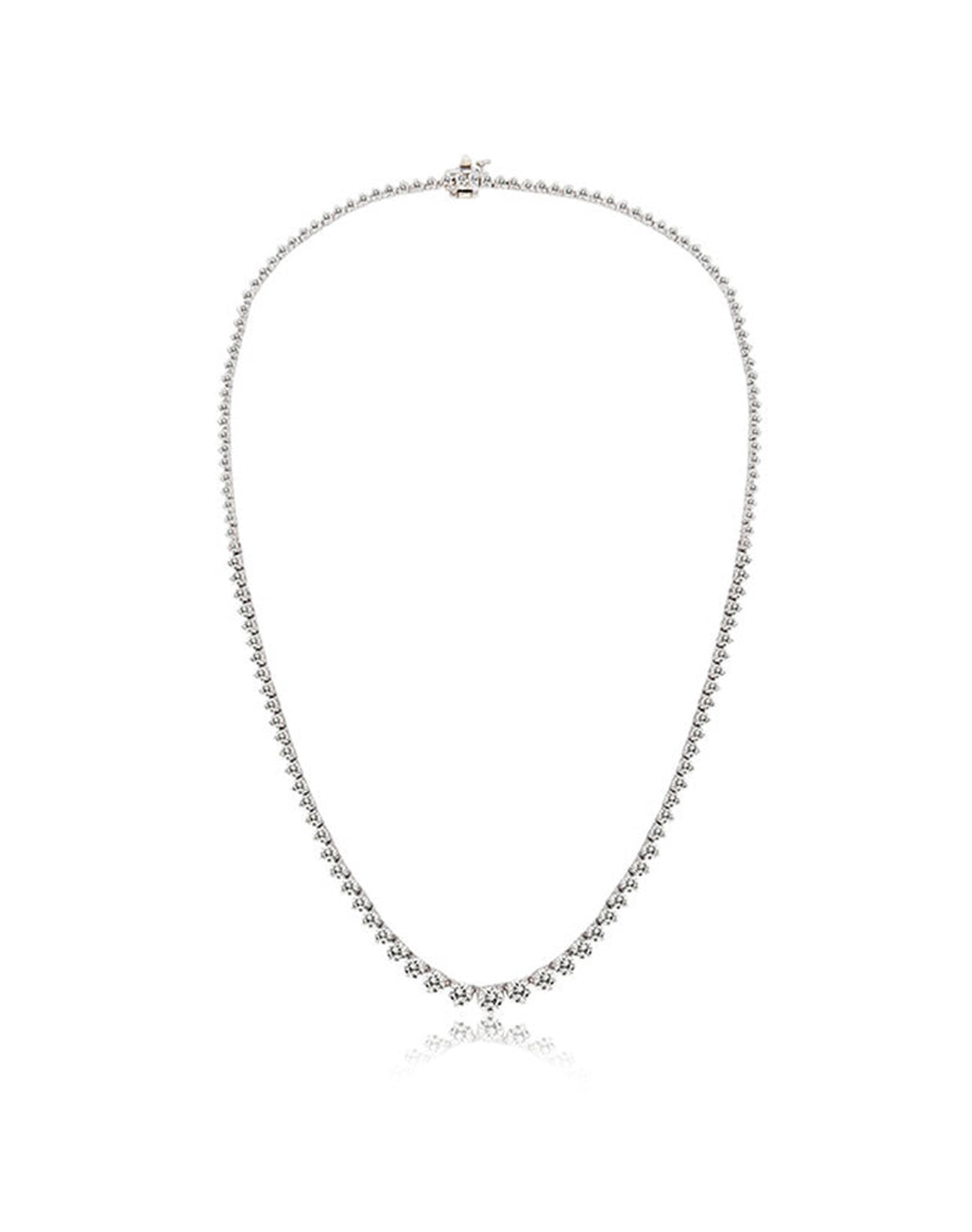Lab Grown 8 carat Diamond Tennis Necklace | 14kt White Gold