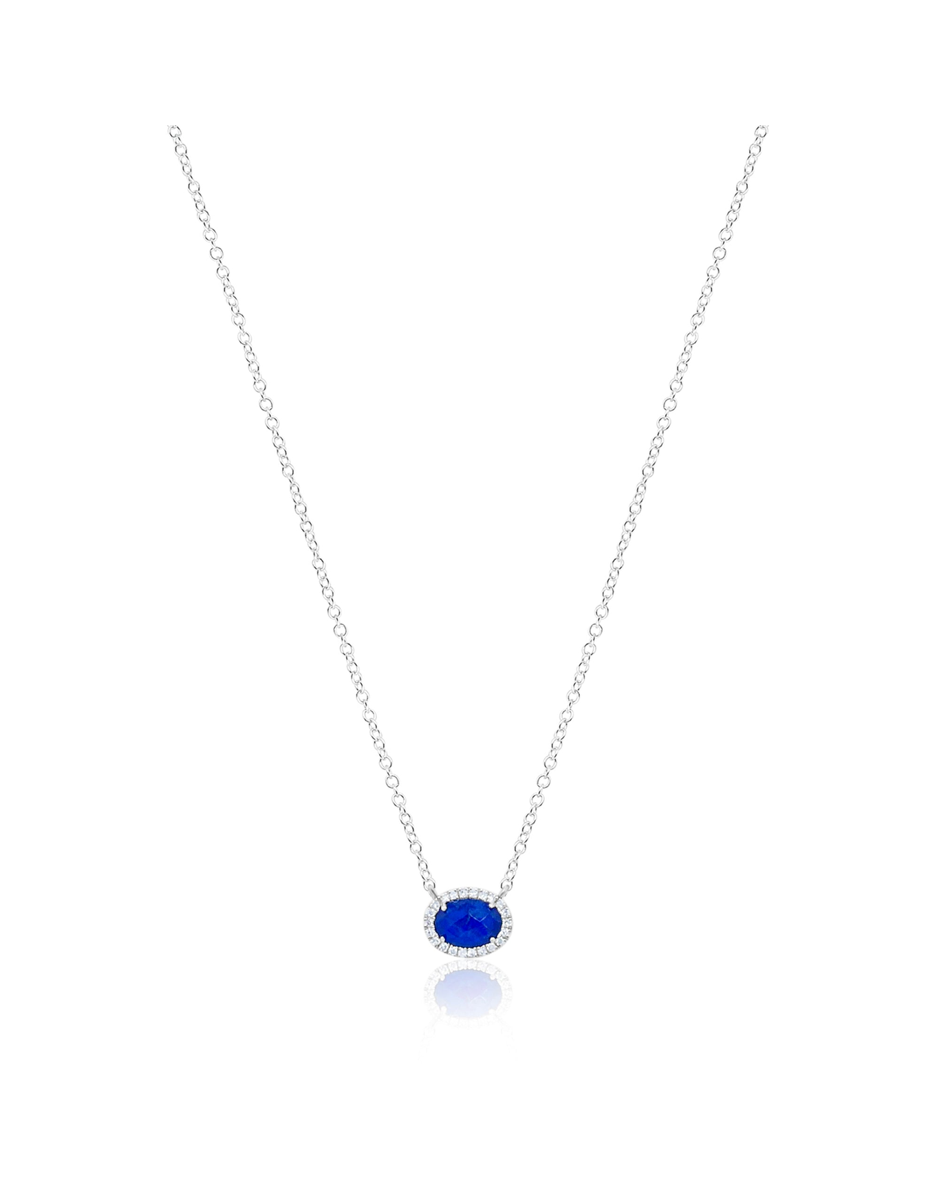 Lapis and Diamond Necklace | 14k White Gold