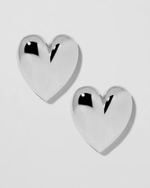 Puffy Heart Earrings | Silver & Yellow Gold