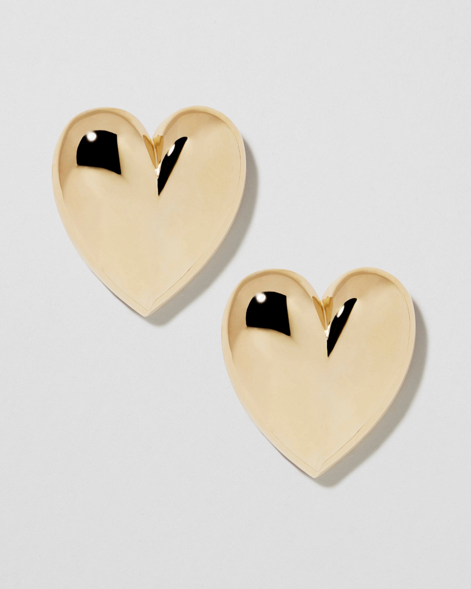 Puffy Heart Earrings | Silver & Yellow Gold