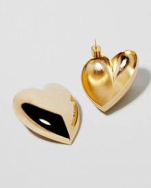 Puffy Heart Earrings | Silver & Yellow Gold