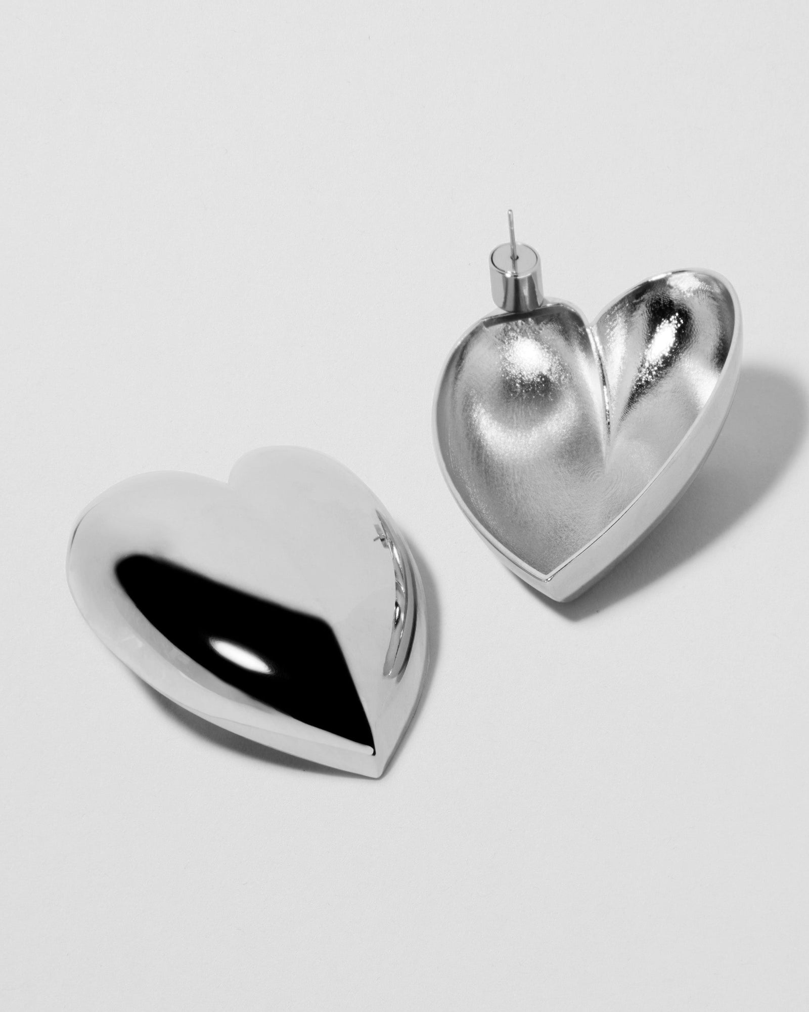 Puffy Heart Earrings | Silver & Yellow Gold