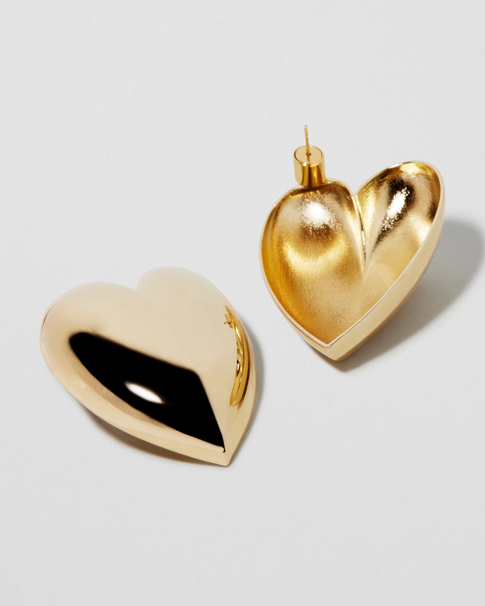 Puffy Heart Earrings | Silver & Yellow Gold