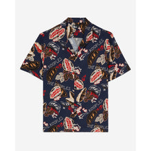 Leaf Print Short Sleeve Shirt | Men | Navy