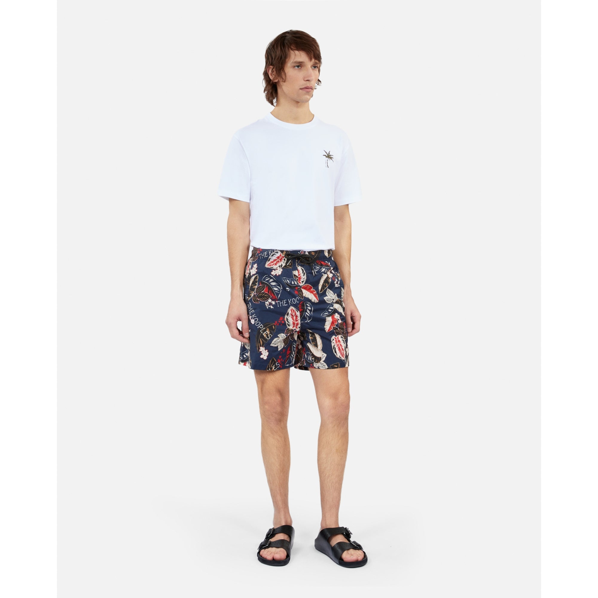 Leaf Print Swim Shorts | Women | Navy