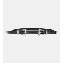 Leather Belt With Double Western Rhinestone Buckle | Women | Black