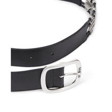 Leather Belt With Metallic Inserts | Women | Black