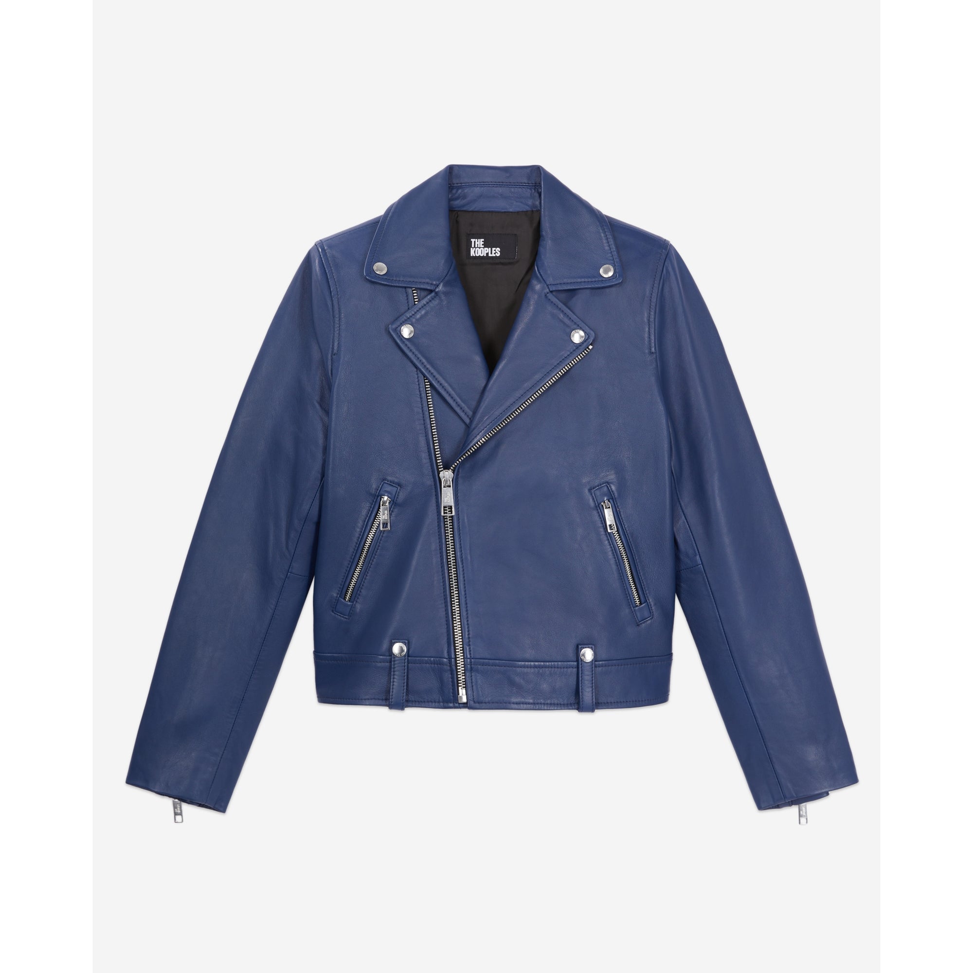 Leather Biker Jacket | Women | Royal Blue x Dark Navy