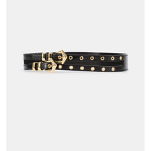 Leather Double Buckle Belt | Women | Black