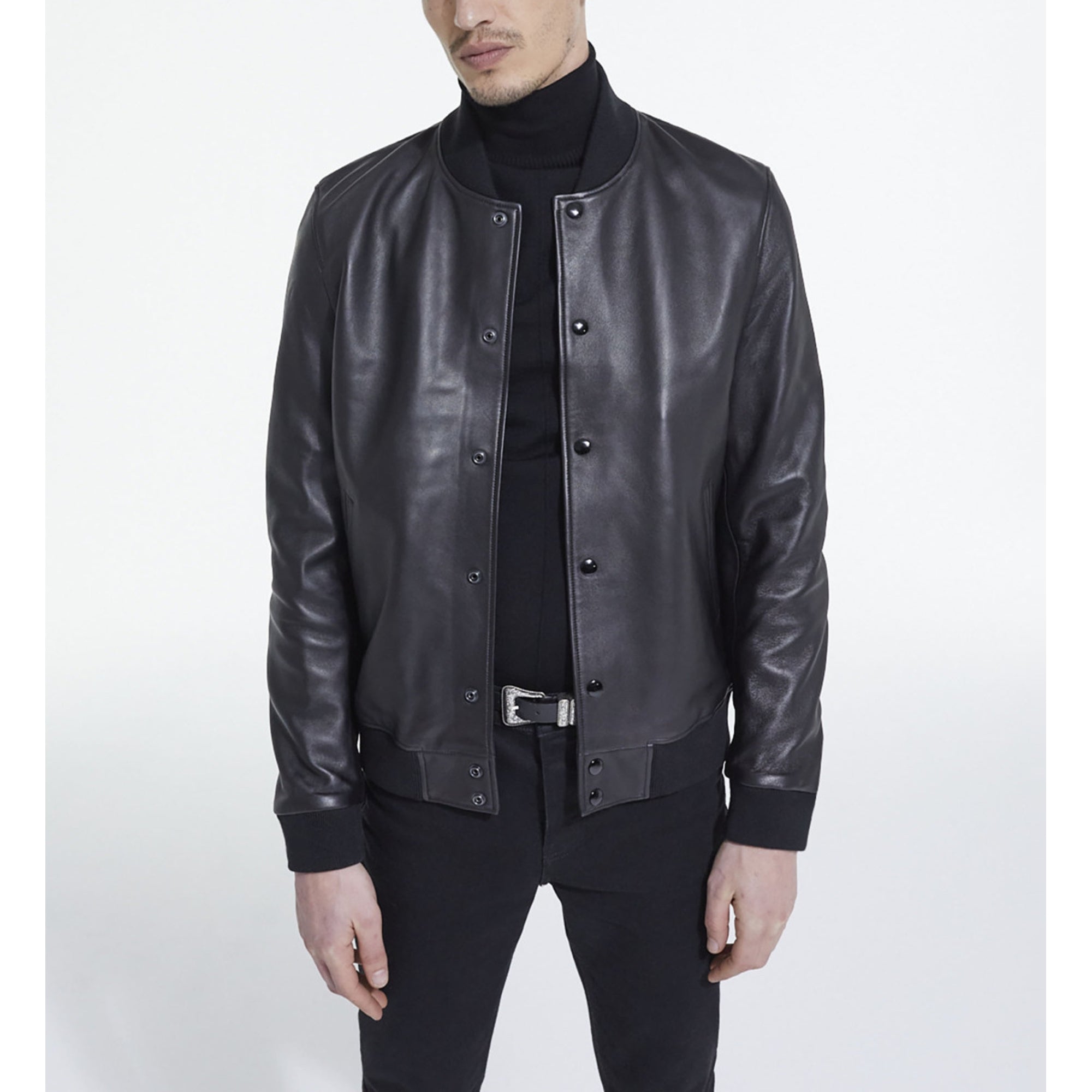 Leather Jacket With Leopard Print Lining | Men | Black