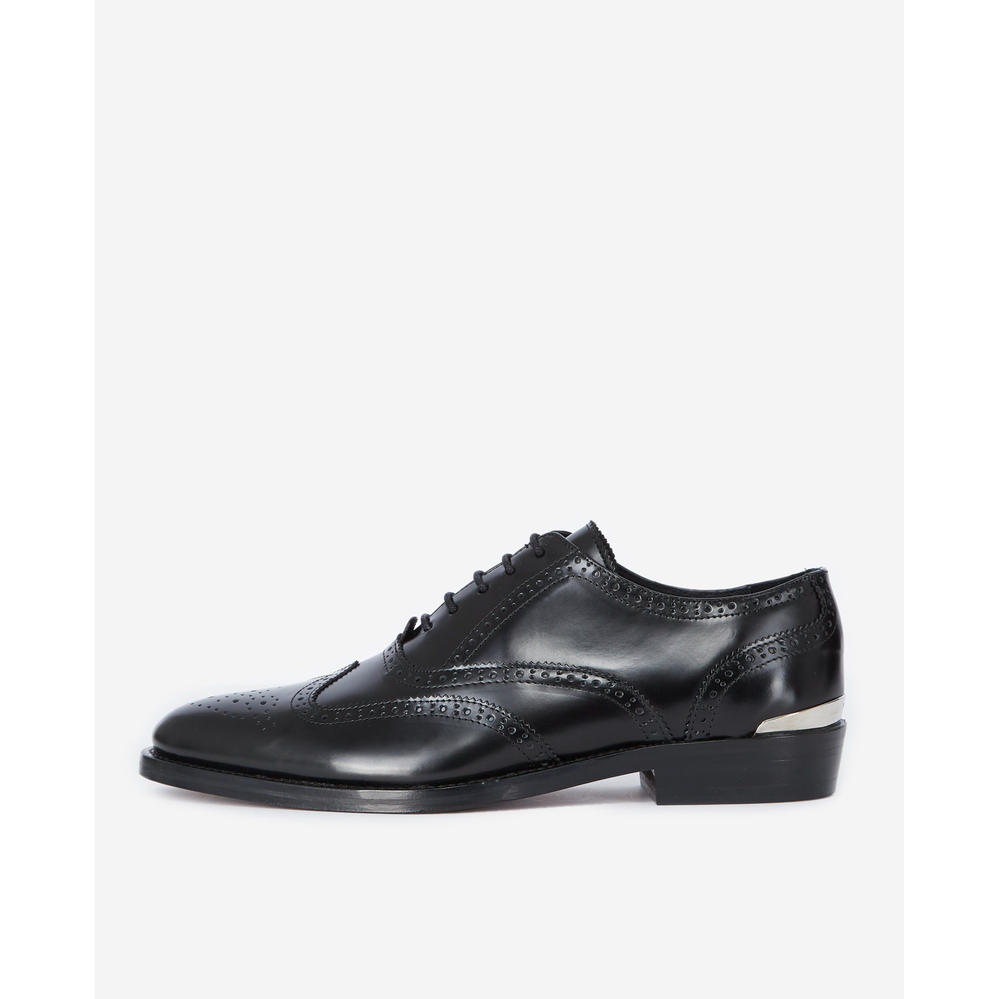 Leather Oxfords With Silver Detail | Women | Black