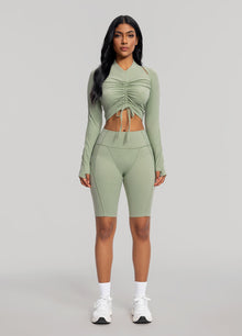 Drawstring Crop Top | Sage Green