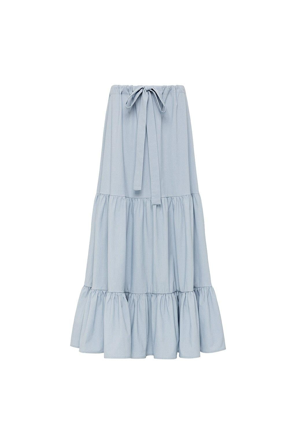 Tiered Long Skirt | Light Denim