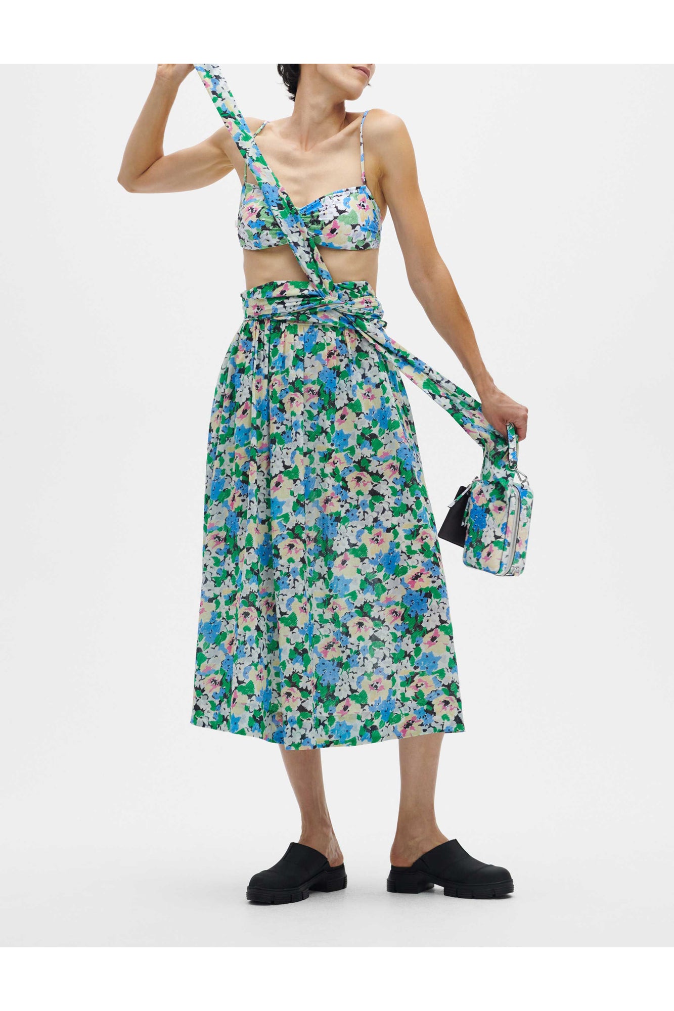 Light Cotton Light Cotton Tieband Multifunctional Dress | Floral Azure Blue