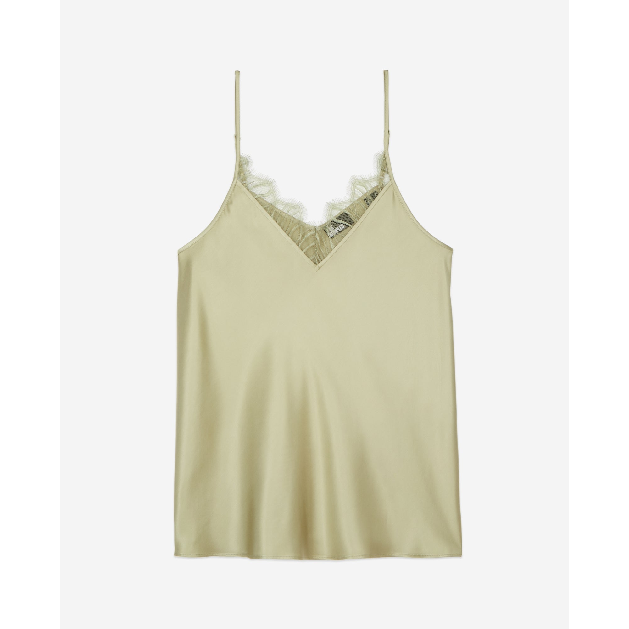 Light Green Camisole With Lace | Women | Khaki Grey