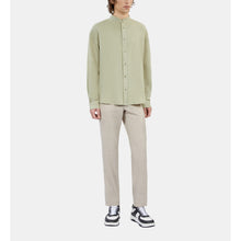 Light Green Cotton And Linen Shirt | Men | Khaki Grey