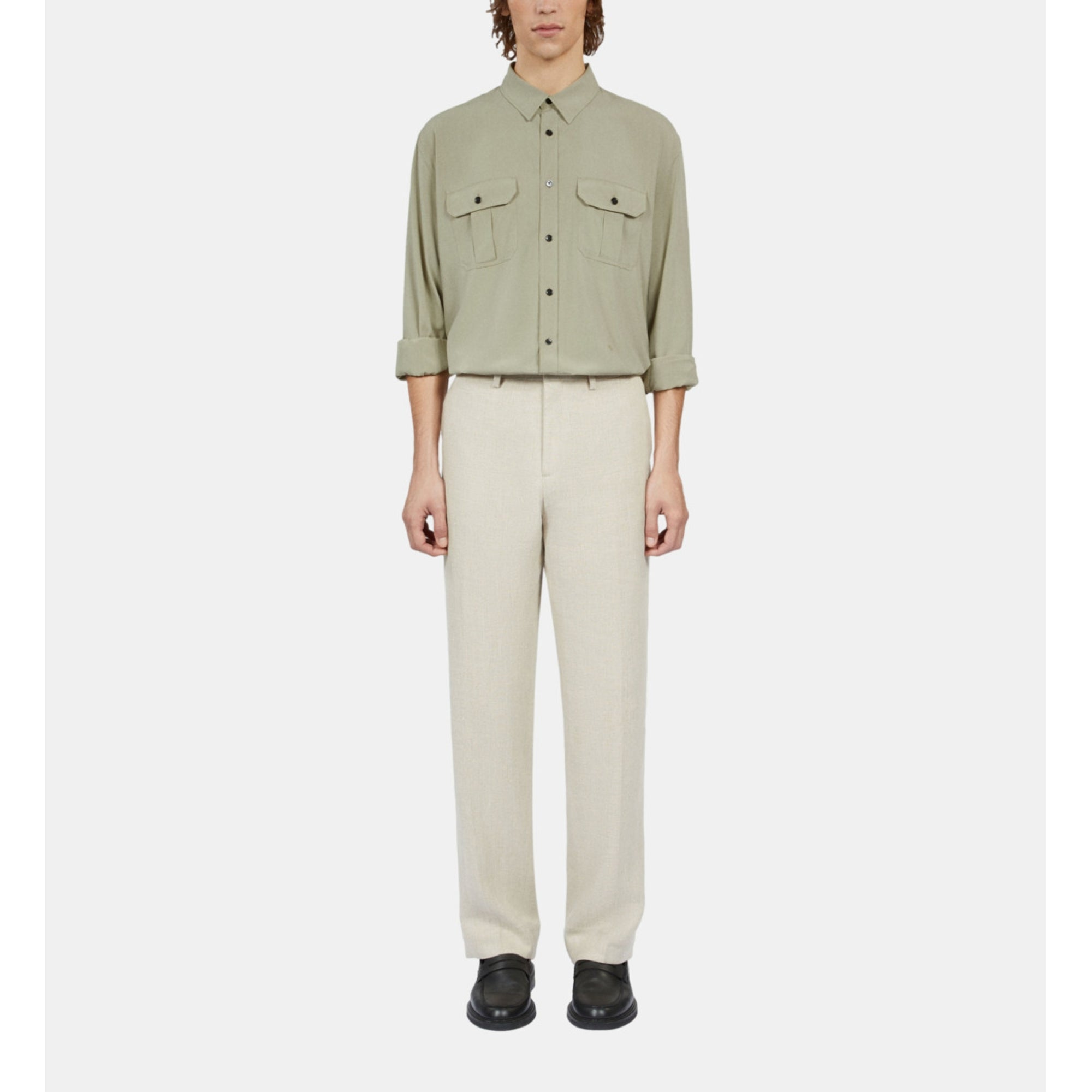 Light Green Shirt | Men | Khaki Grey