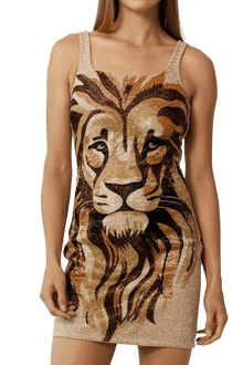Lion Hand - Beaded Embellished Mini Dress - Self - Adore