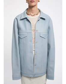Lionel | Denim Effect Leather Overshirt | Seadrop