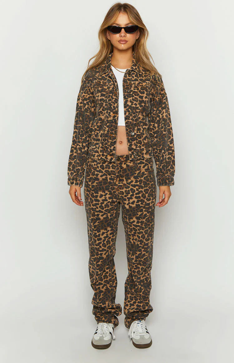 Lioness Carmela Straight Leg Jeans | Leopard Print