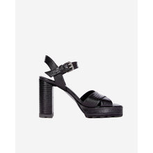 Lizard Effect Leather Heeled Sandals | Women | Black