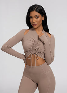 Drawstring Crop Top | Cocoa