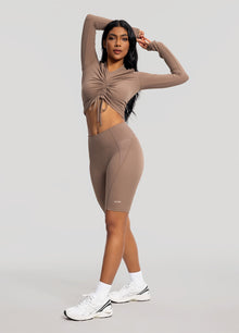 Drawstring Crop Top | Cocoa