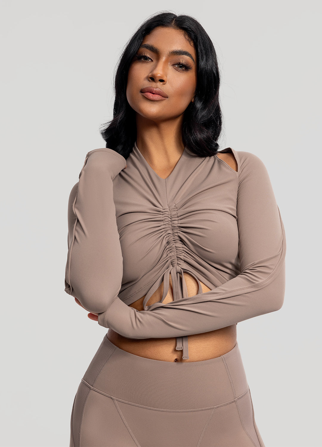 Drawstring Crop Top | Cocoa