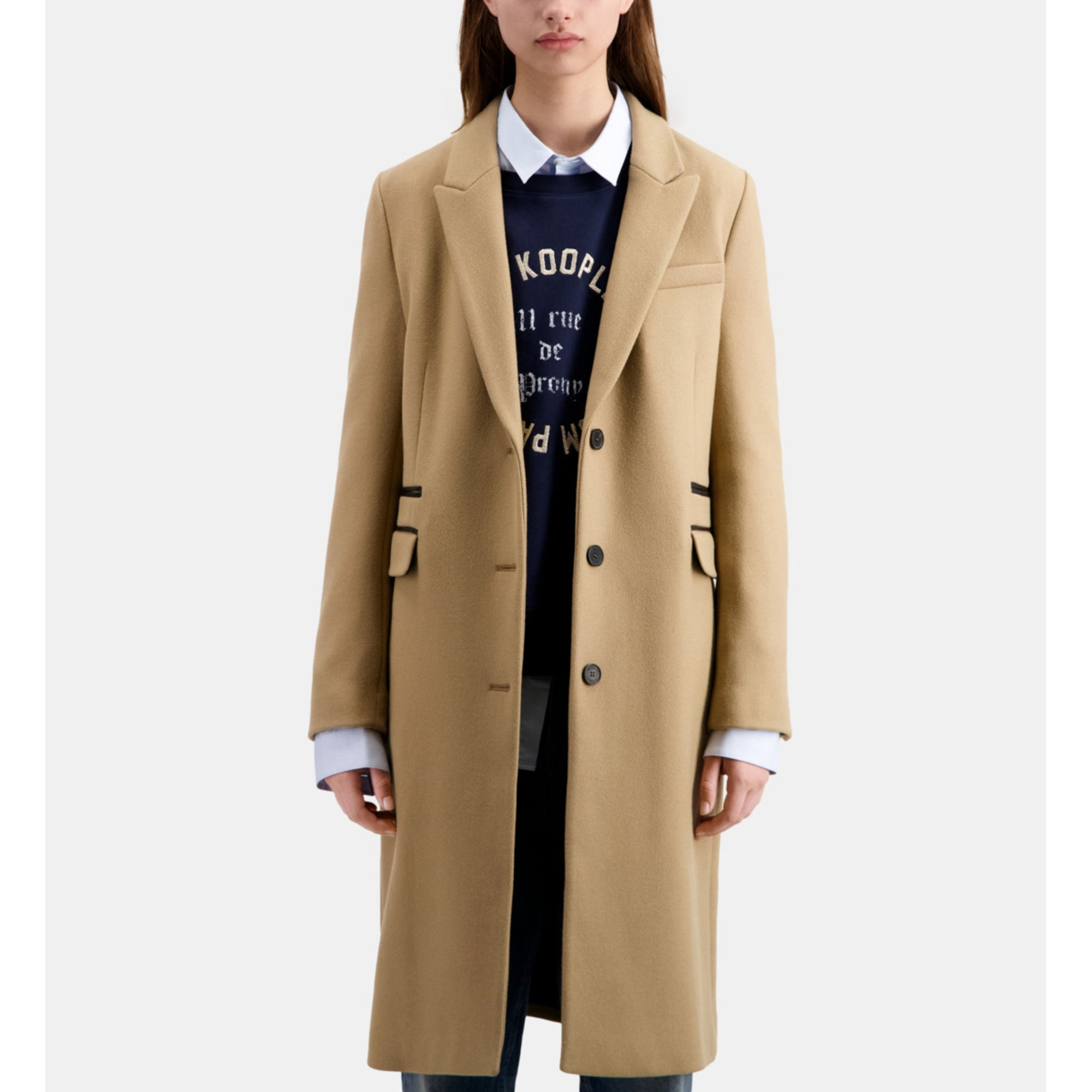 Long Coat In Wool Blend | Women | Camel