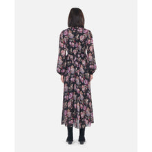 Long Floral Print Dress | Women | Black x Purple