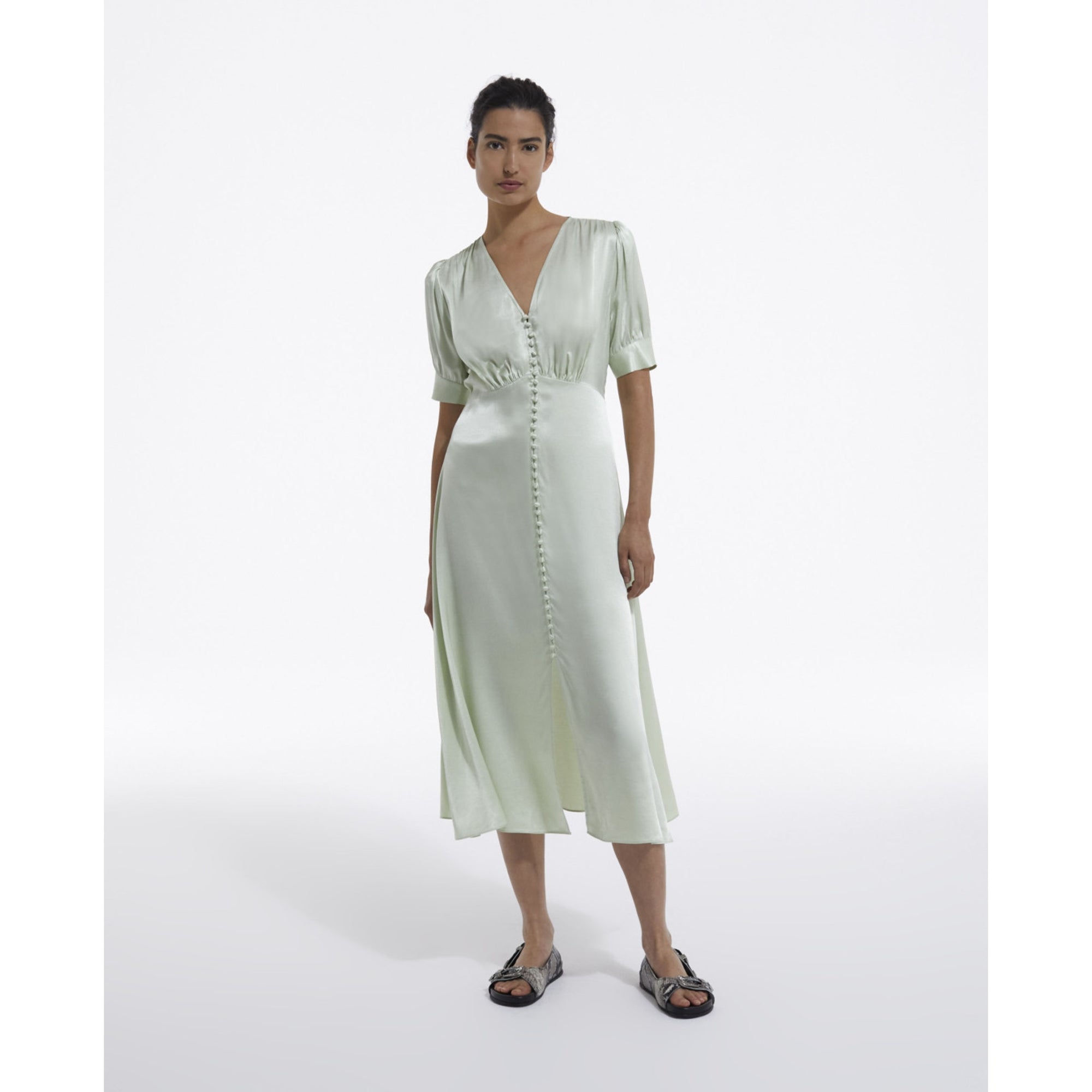 Long Green Dress With Buttons | Women | Mint